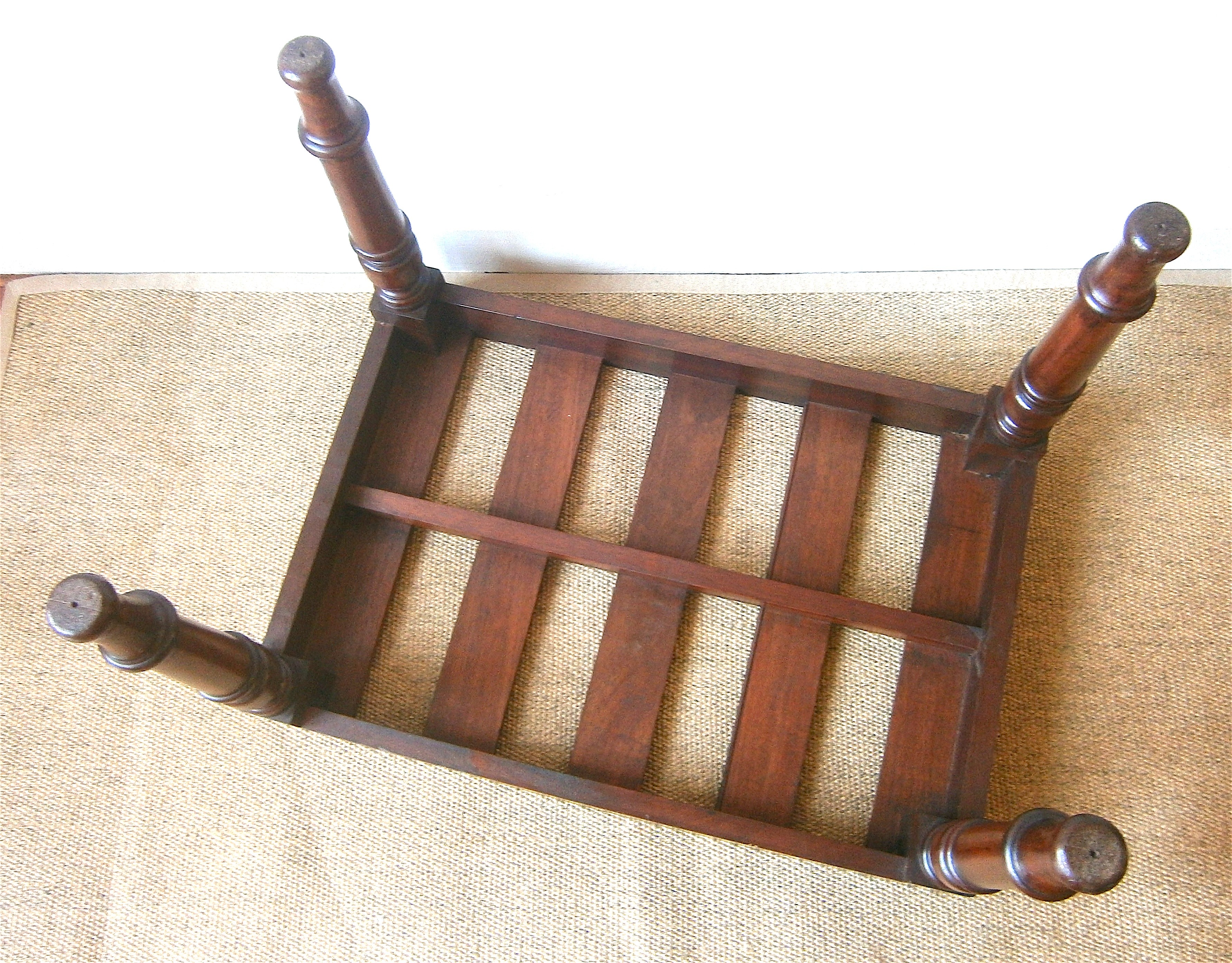 A Victorian rectangular mahogany luggage stand, width 66cm depth 46cm height 46cm